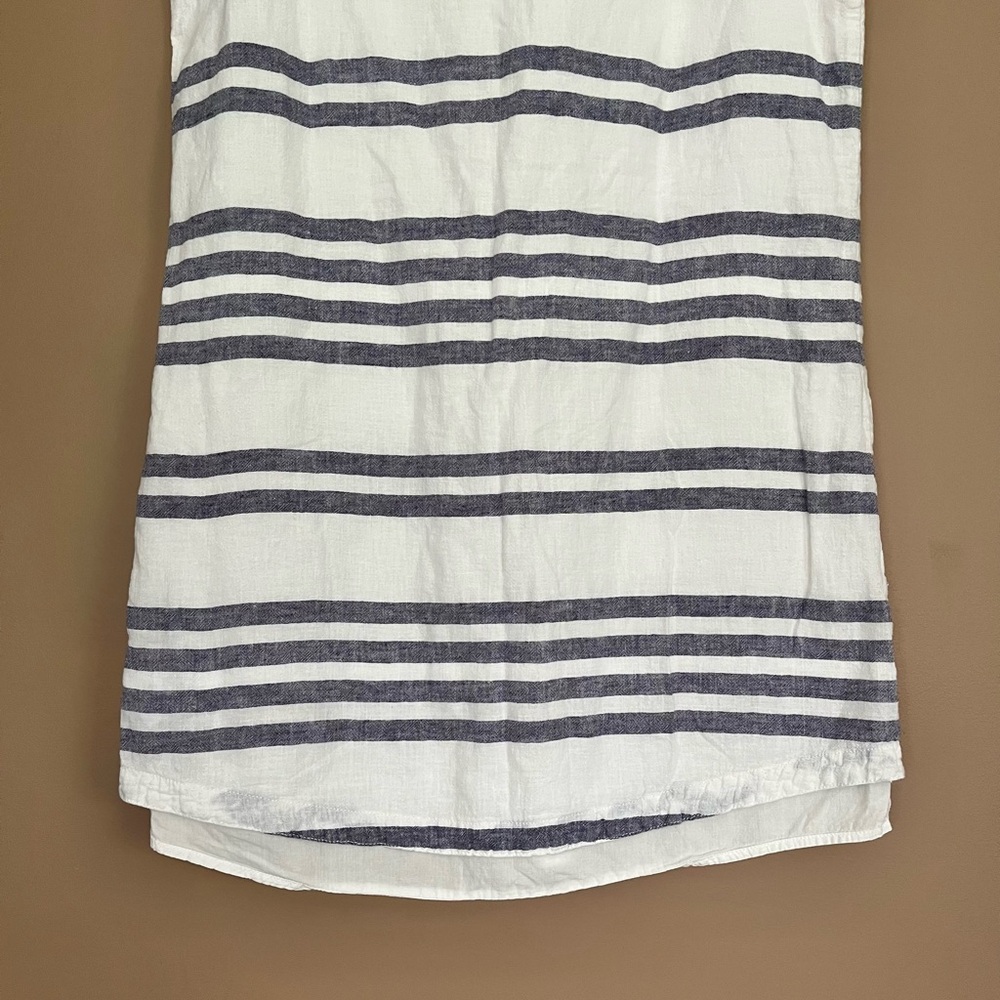 {BeachLunchLounge} Sleeveless Linen Blend Striped Shift Dress - Womens Medium - Picture 6 of 8